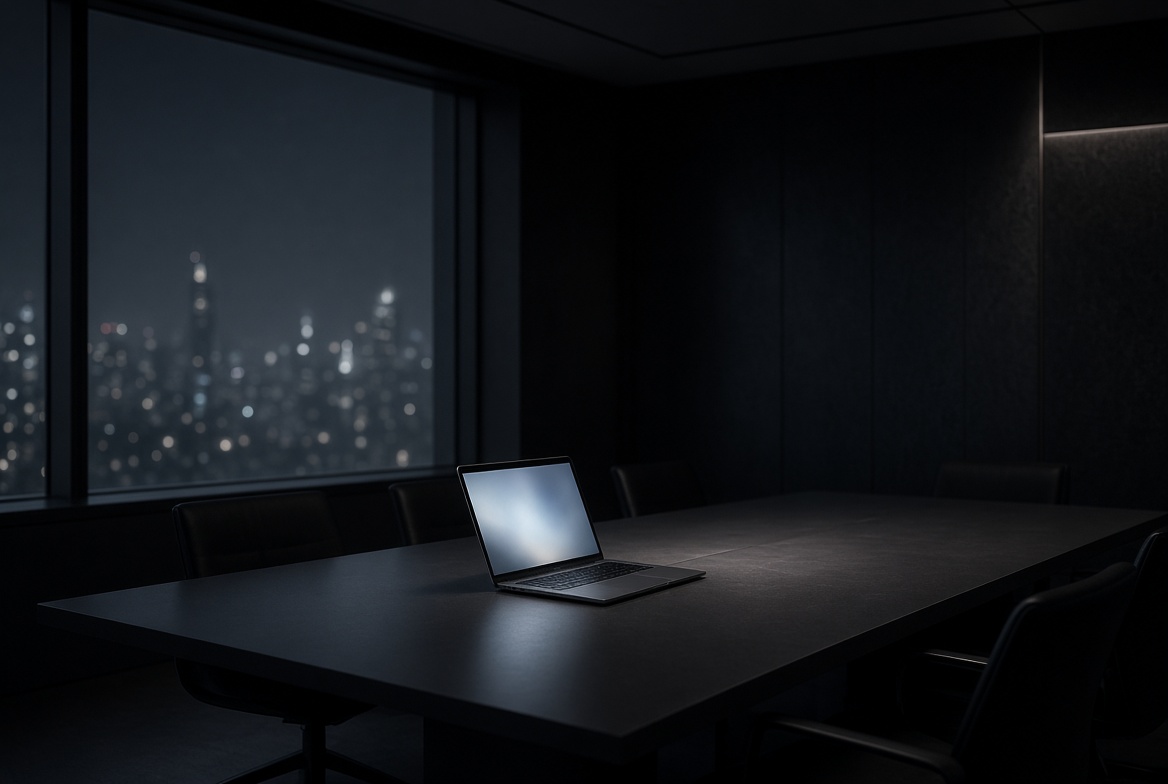 Quiet boardroom at night